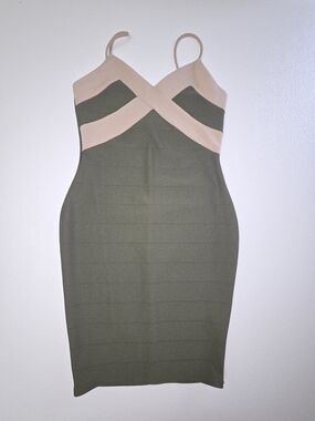 Source Unknown Olive and Blush Bodycon Mini Dress